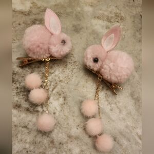 Adorable Pink Bunny Hair Clips